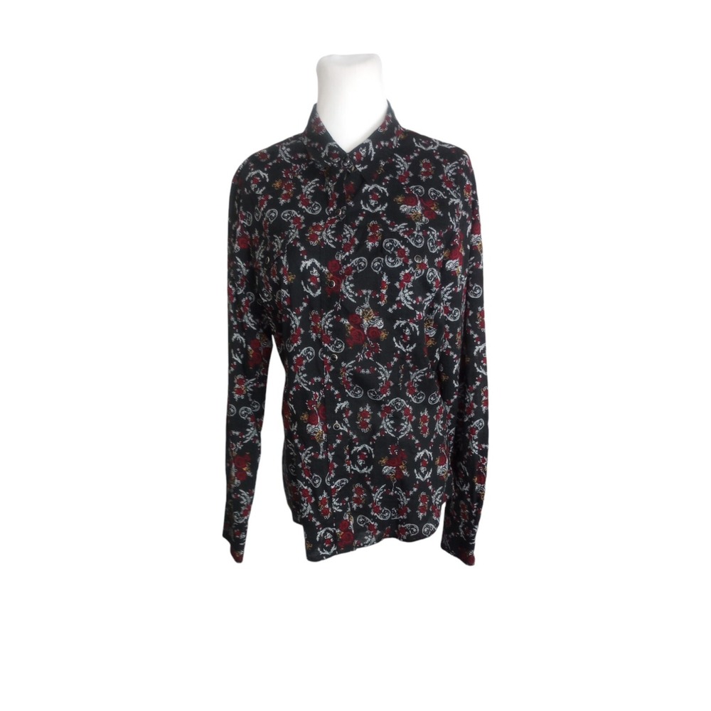 Shyanne Western Shirt Womens L Black Pearl Snap Western Whimsigoth Cowgirl Rodeo - Picture 2 of 10